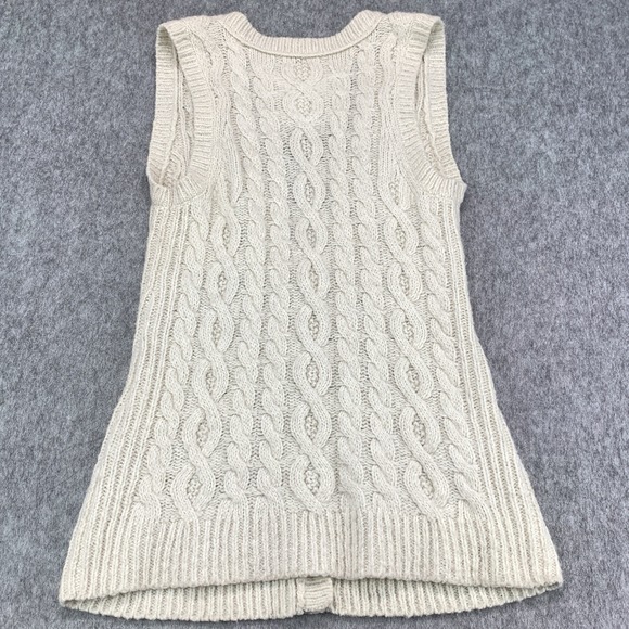 Abercrombie & Fitch Beige WOOL & ALPACA BLEND Sweater Vest Cable Knit - Size L - Picture 2 of 12